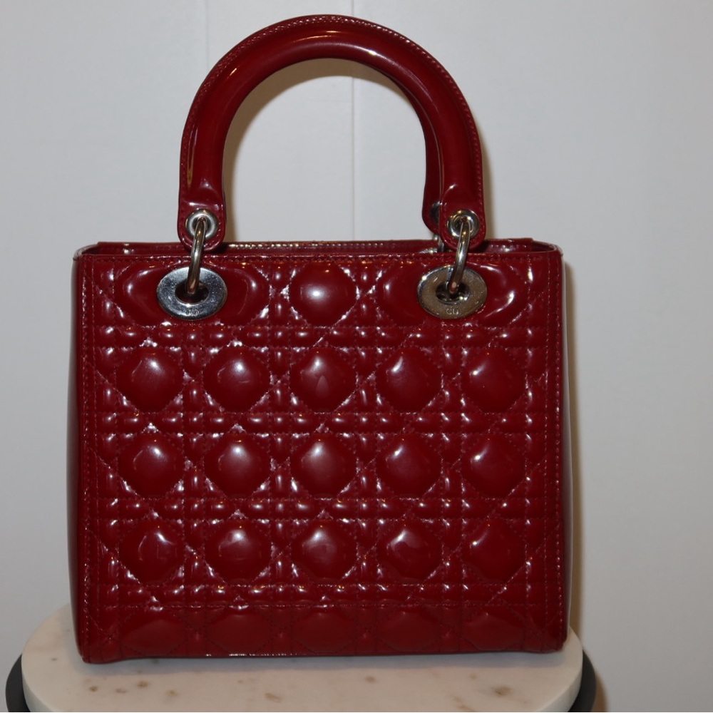 Dior Glossy Red Quilted Satchel - Picture 4 of 11